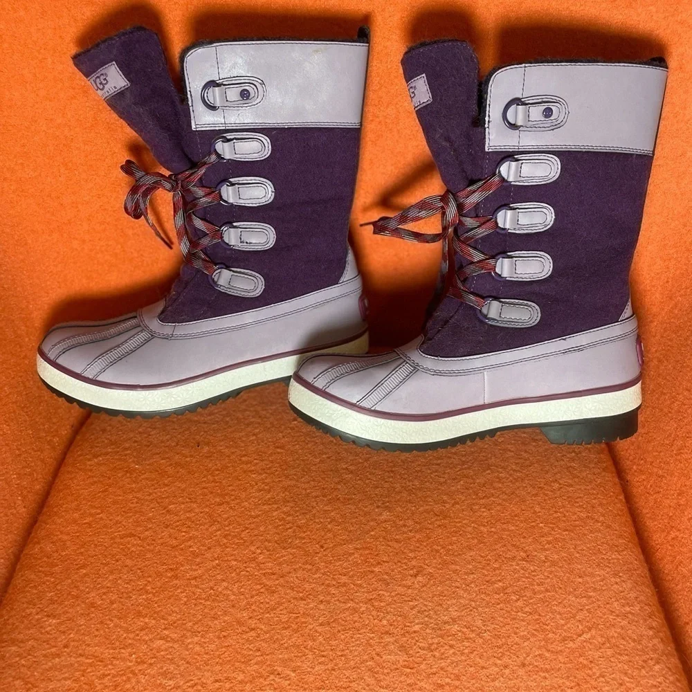 UGG AUSTRALIA Women's Baroness Lace-up Purple Mid-top SNOW Boots WINTER SZ 7